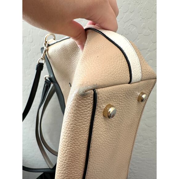 COACH | Pebbled Leather Colorblock Tote Bag F57496 Black Beige Cream - Picture 10 of 10